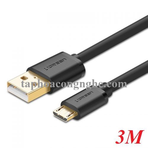 Ugreen 10839 3M màu Đen Cáp sạc truyền dữ liệu USB 2.0 sang MICRO USB lõi đồng US125 30010839